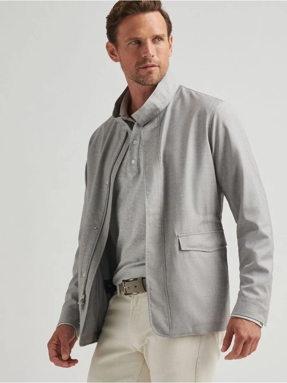 NWT Peter Millar Excursionist Lite City Coat: Heather Platinum Grey (Medium)